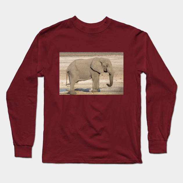 Namibia. Etosha National Park. Elephant at the Waterhole. Long Sleeve T-Shirt by vadim19